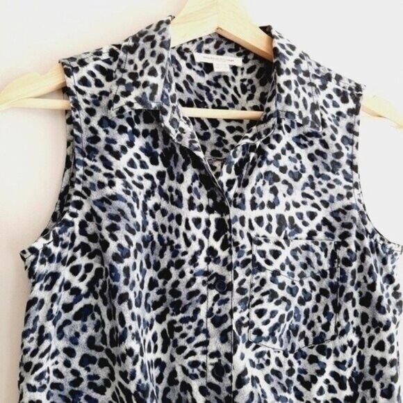 BEACH-LUNCH-LOUNGE Tie Front Leopard Button Down Top Sz XS - Picture 2 of 4